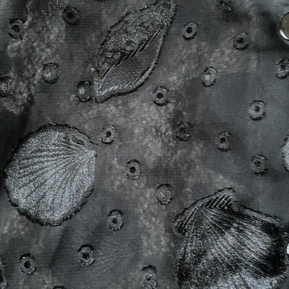 Sheer Black Seashell Womens Shirt/Coverup Size XL Coastal Goth Flowy Beach Dark - Picture 5 of 8